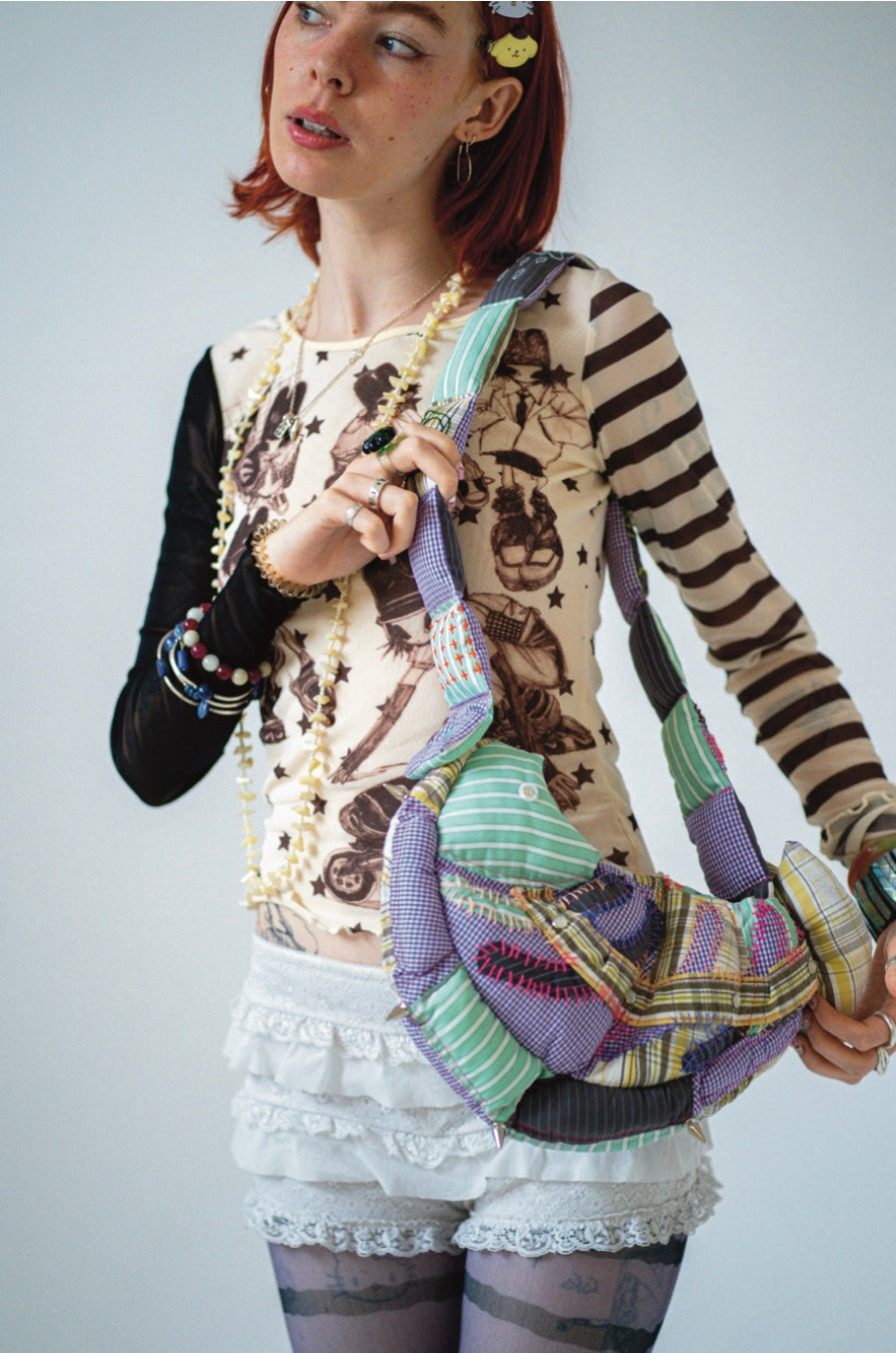 Bone patchwork fish bag